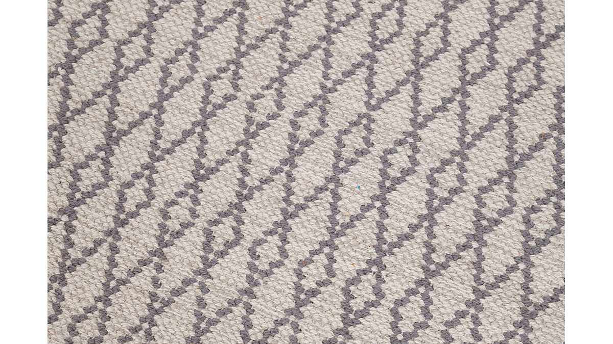 Passatoia per corridoio in cotone grigio e beige 60 x 200 cm TUDY