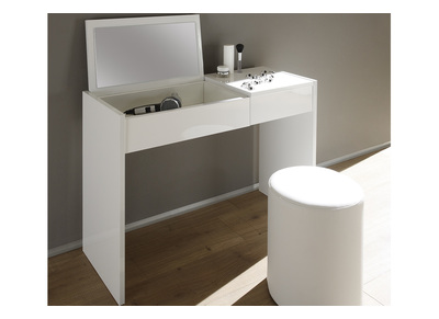 Pettiniera di design, con specchio e spazi per riporre i propri oggetti, colore: Bianco laccato, modello: SMART - Pettiniera di design, con specchio e spazi per riporre i propri oggetti, colore: Bianco laccato, modello: SMART