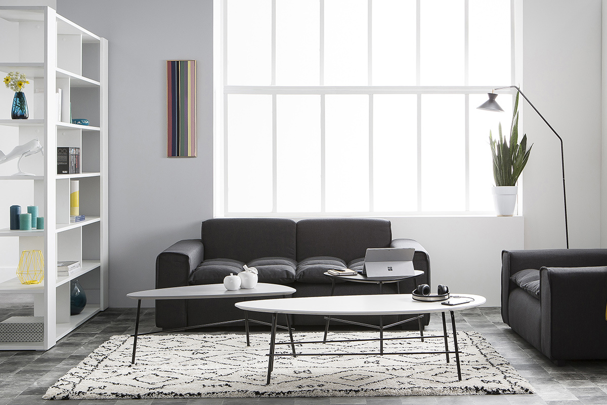 Piantana lampada da lettura design in acciaio Nero LEEDS