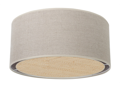 Plafoniera cilindrica in lino beige e rafia naturale D40 cm TRAVES