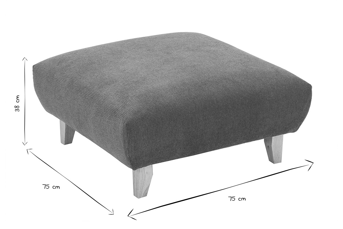 Pouf poggiapiedi 75x75x38 cm in nero e bianco.