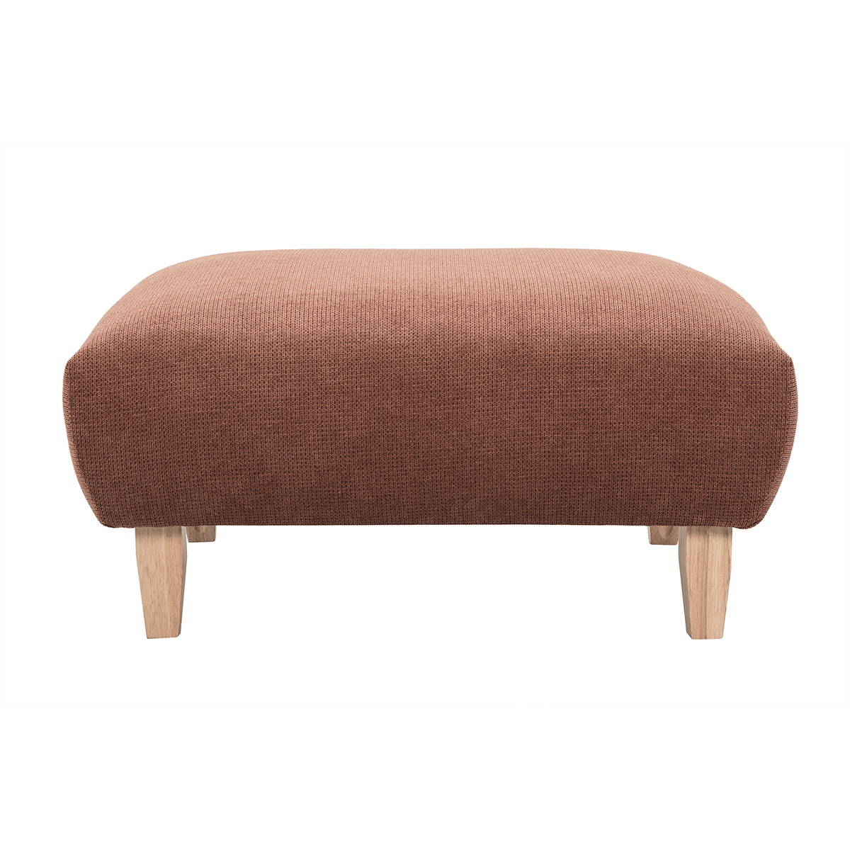 Poggiapiedi in tessuto di ciniglia terra bruciata e legno chiaro L75 cm BASTILLE