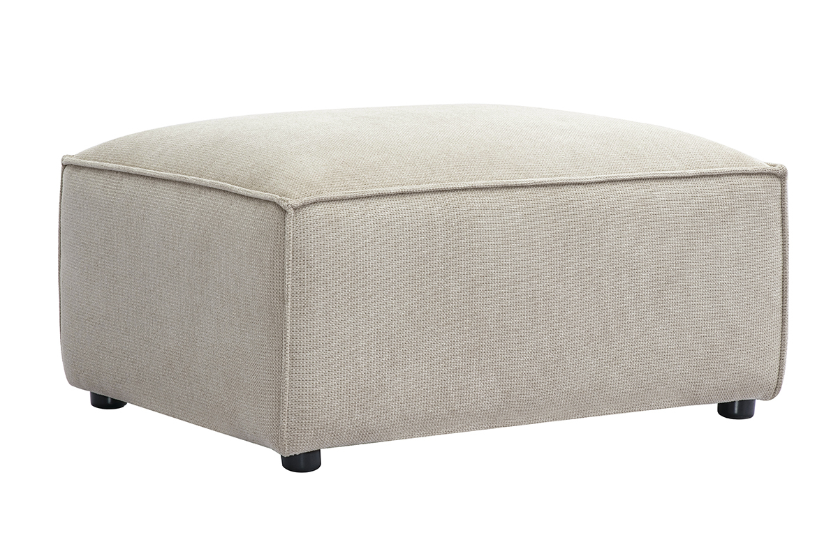 Poggiapiedi in tessuto effetto velluto testurato beige SPLIT