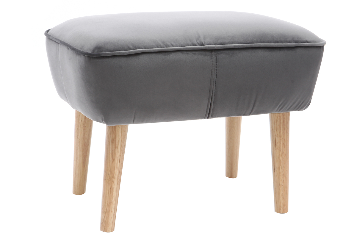 Poggiapiedi in velluto grigio scuro ZOLA