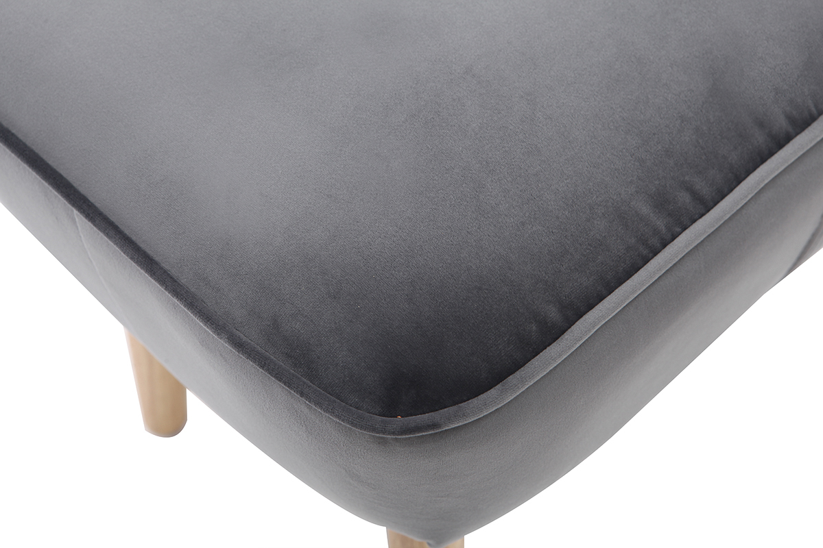 Poggiapiedi in velluto grigio scuro ZOLA