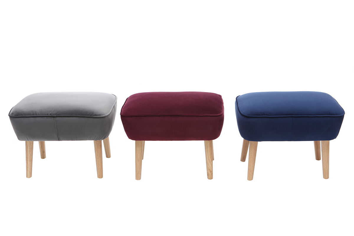 Poggiapiedi in velluto grigio scuro ZOLA