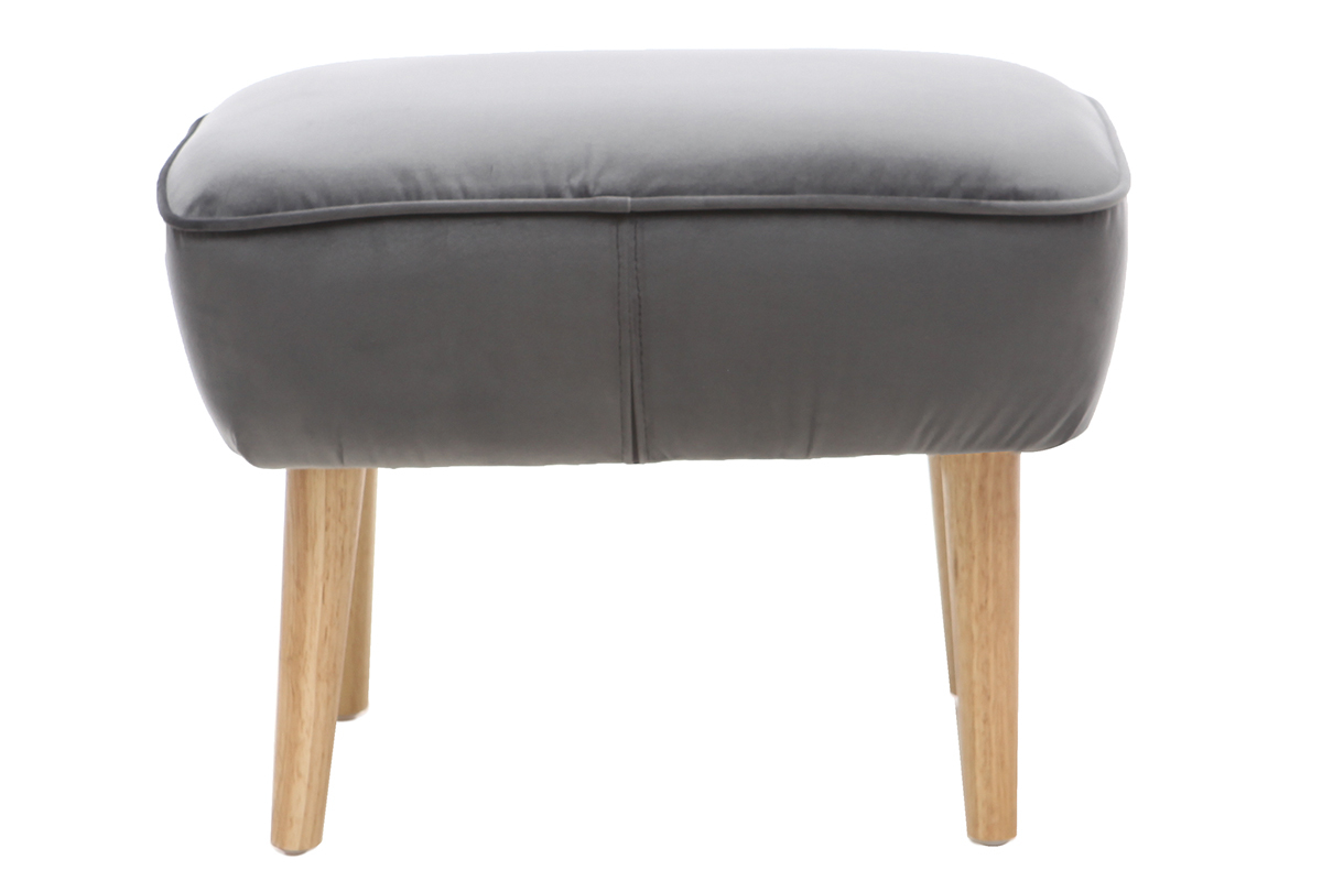 Poggiapiedi in velluto grigio scuro ZOLA