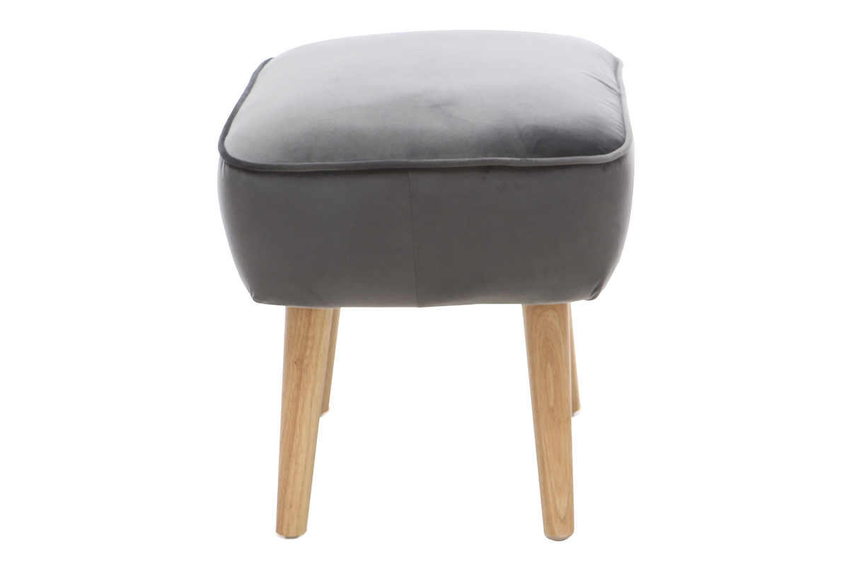 Poggiapiedi in velluto grigio scuro ZOLA