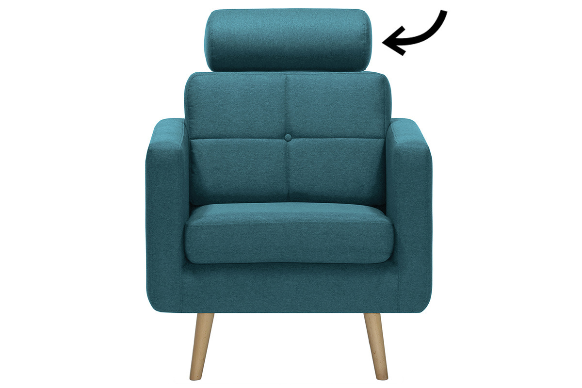 Poggiatesta removibile in tessuto blu anatra ELFE