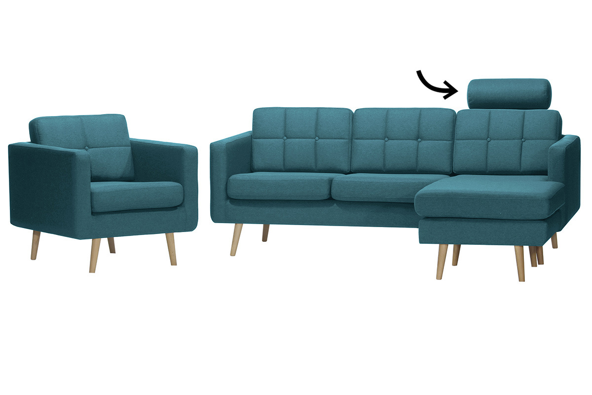 Poggiatesta removibile in tessuto blu anatra ELFE