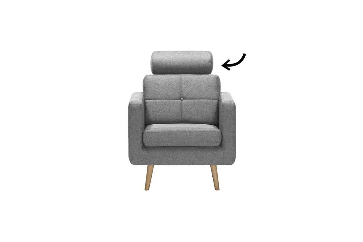 Poggiatesta removibile in tessuto grigio chiaro ELFE