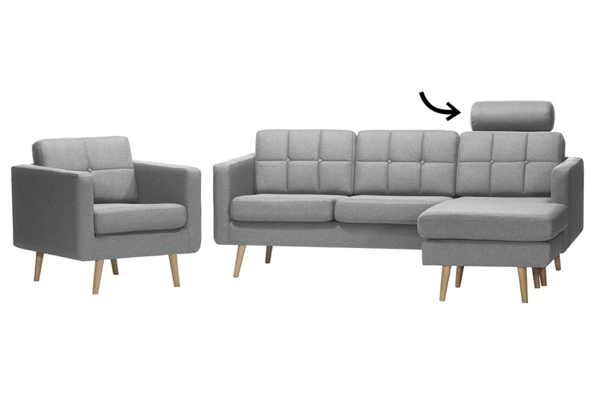 Poggiatesta removibile in tessuto grigio chiaro ELFE