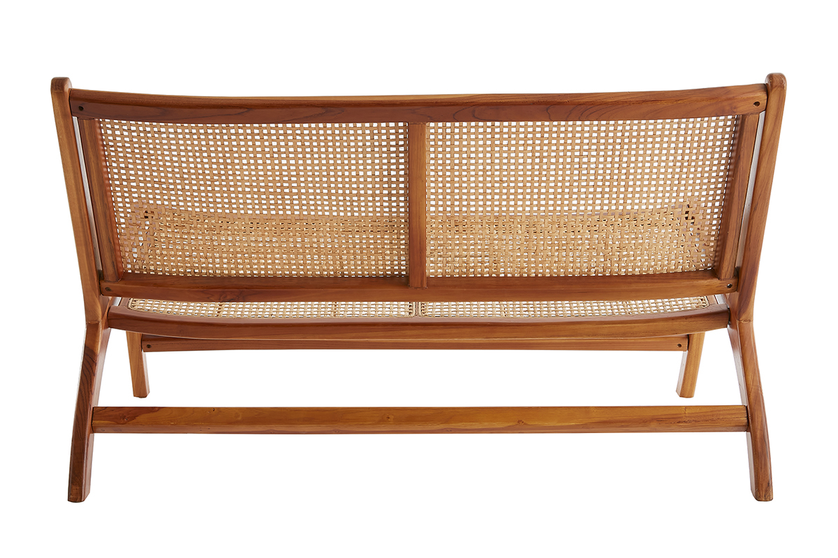 Poltrona 2 posti in legno massello di teak e rattan naturale HAMMA