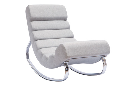 Poltrona a dondolo design in tessuto grigio chiaro TAYLOR - Poltrona a dondolo design in tessuto grigio chiaro TAYLOR