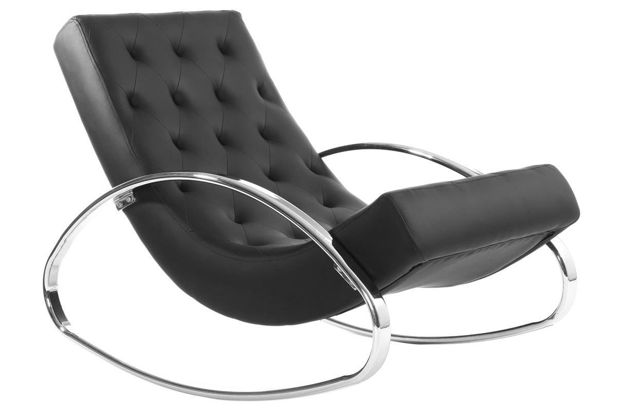 Poltrona a dondolo design nera CHESTY
