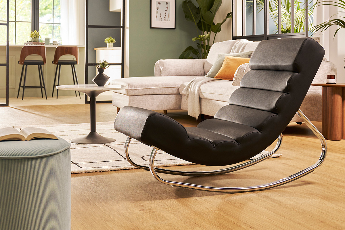 Poltrona a dondolo design nera TAYLOR