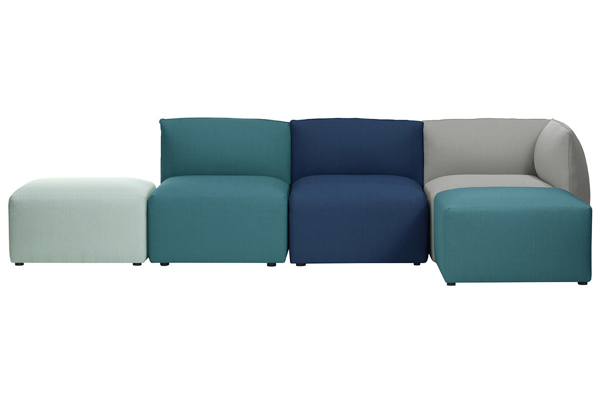 Poltrona bassa senza braccioli design in tessuto Blu ghiacciaio MODULO