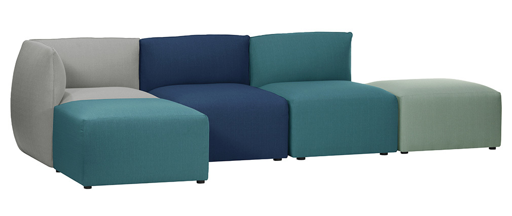 Poltrona bassa senza braccioli design in tessuto Blu scuro MODULO