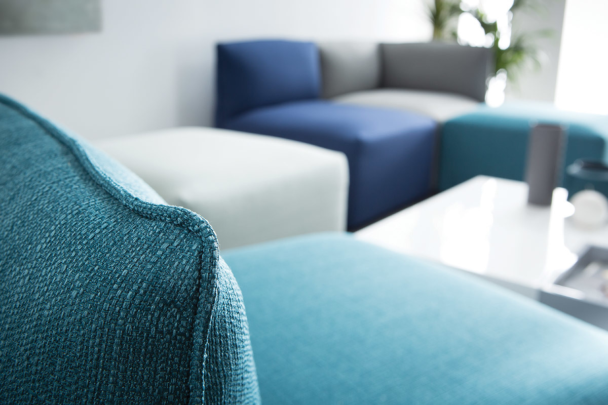 Poltrona bassa senza braccioli design in tessuto foglia di t� MODULO