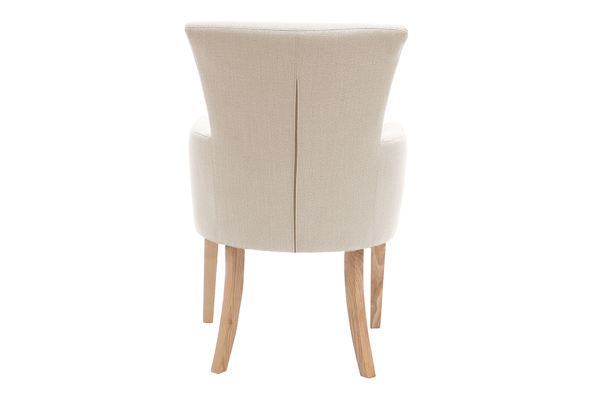 Poltrona classica, in tessuto, colore: naturale, con piedi in legno chiaro, modello: LAZARRE