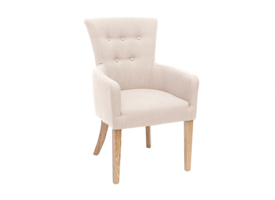 Poltrona classica, in tessuto, colore: naturale, con piedi in legno chiaro, modello: LAZARRE