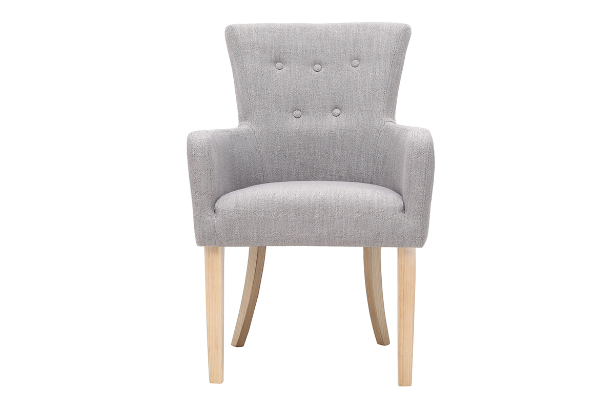 Poltrona classica in tessuto Grigio chiaro piedi in legno chiaro LAZARRE