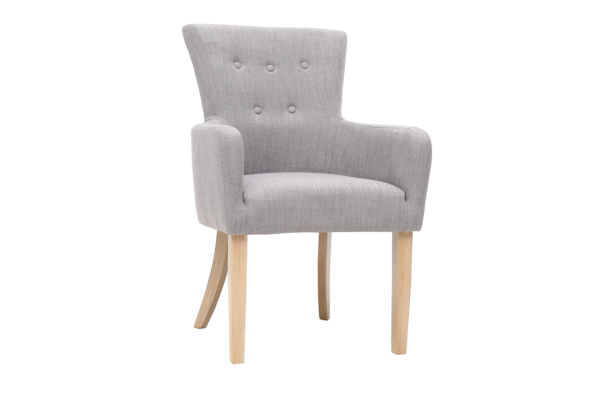 Poltrona classica in tessuto Grigio chiaro piedi in legno chiaro LAZARRE