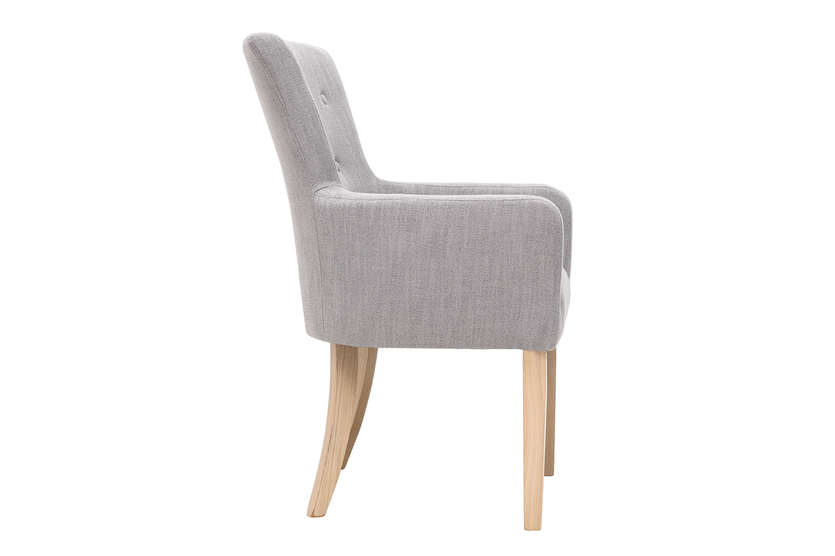 Poltrona classica in tessuto Grigio chiaro piedi in legno chiaro LAZARRE