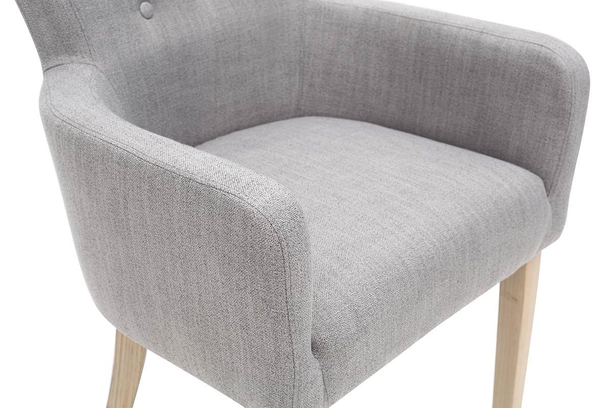 Poltrona classica in tessuto Grigio chiaro piedi in legno chiaro LAZARRE