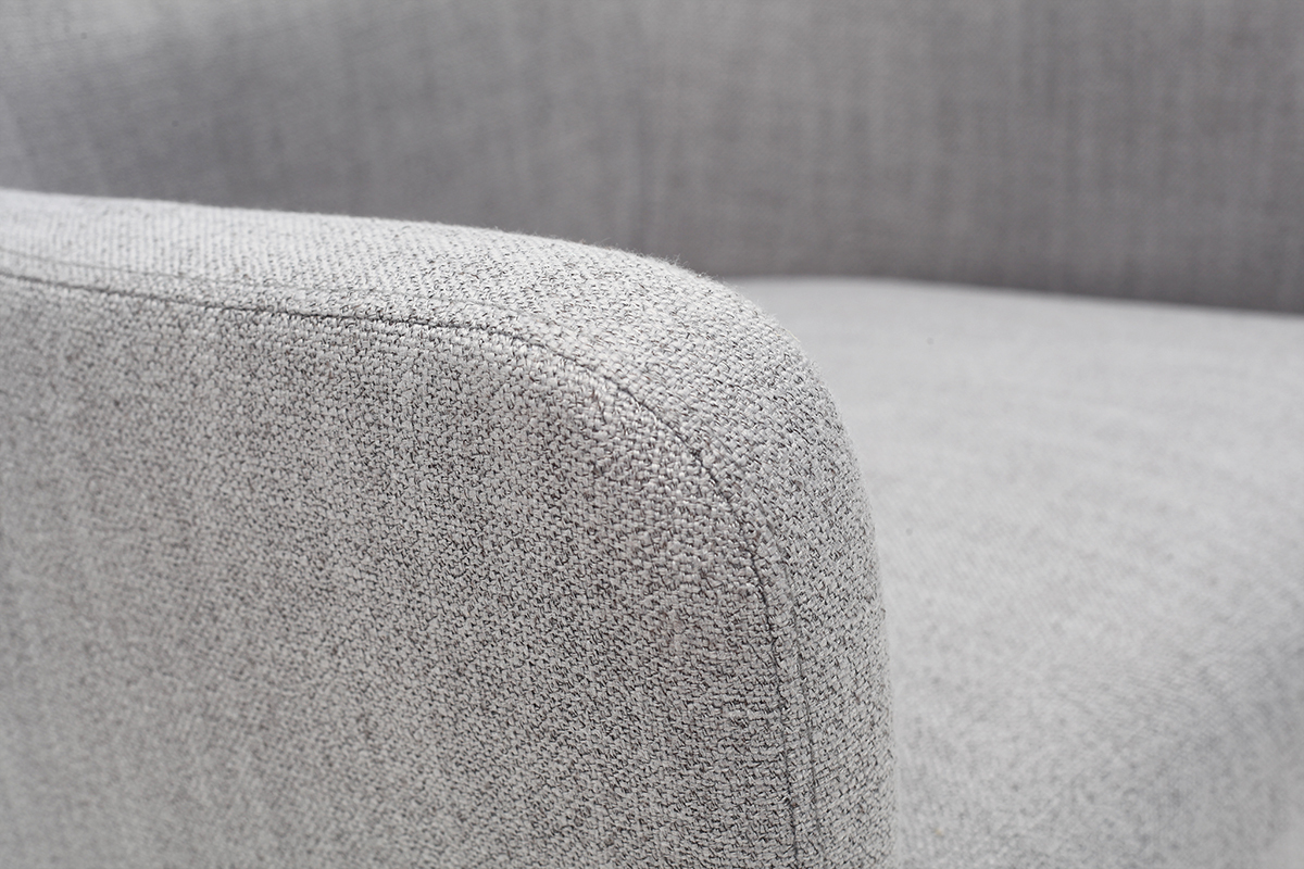 Poltrona classica in tessuto Grigio chiaro piedi in legno chiaro LAZARRE