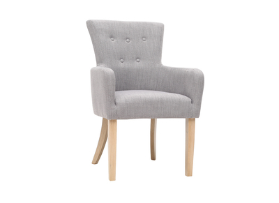 Poltrona classica in tessuto Grigio chiaro piedi in legno chiaro LAZARRE