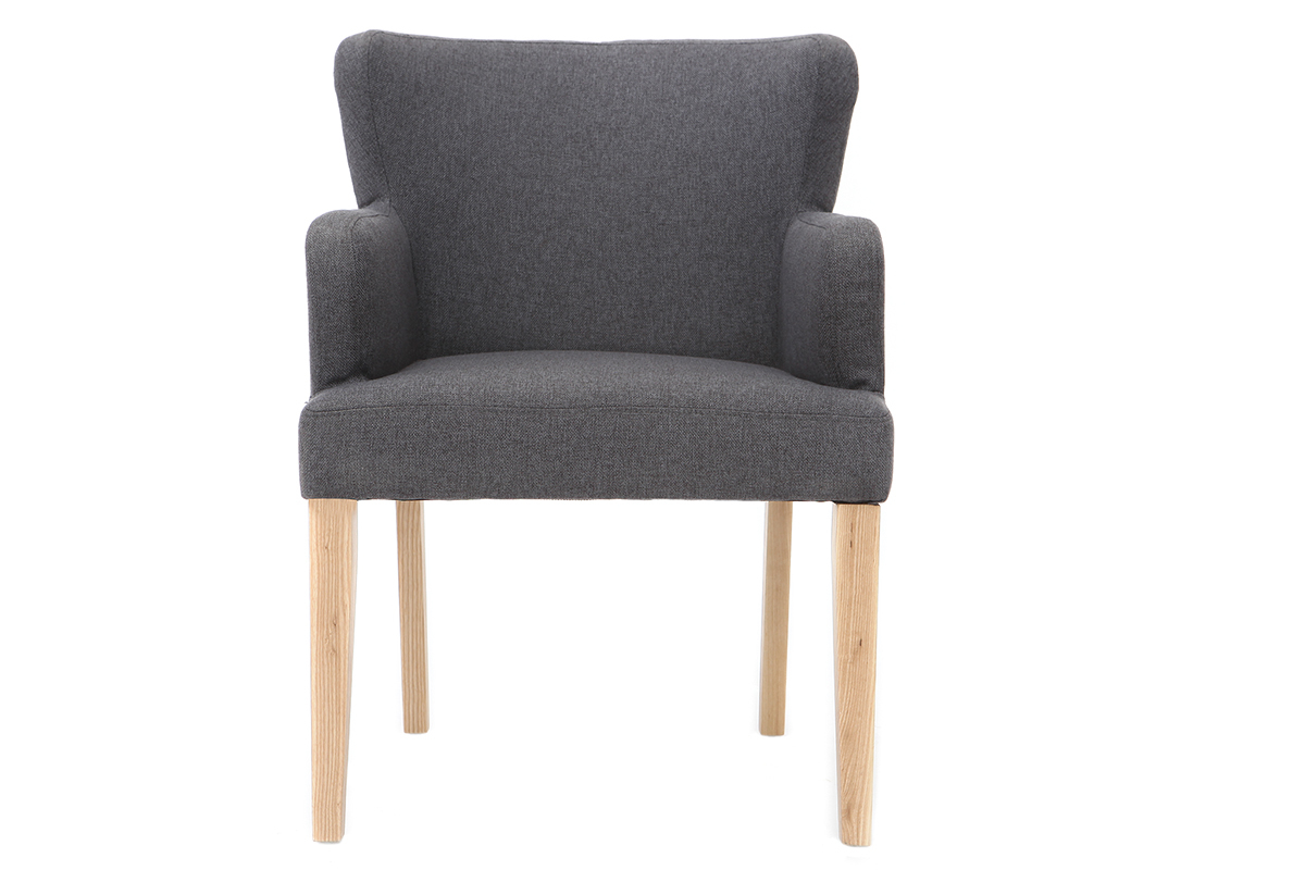 Poltrona classica in tessuto Grigio scuro piedi in legno chiaro RODIN