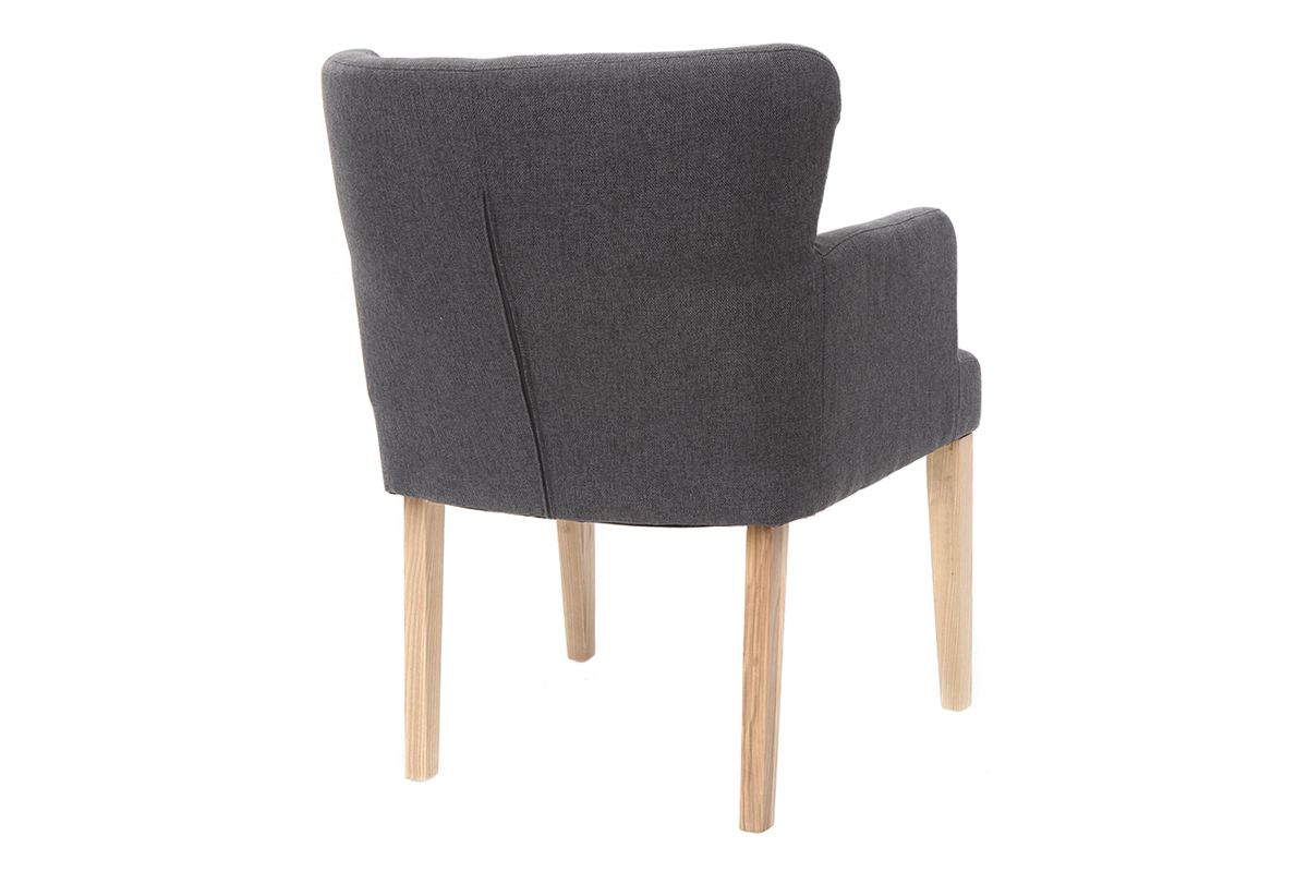 Poltrona classica in tessuto Grigio scuro piedi in legno chiaro RODIN
