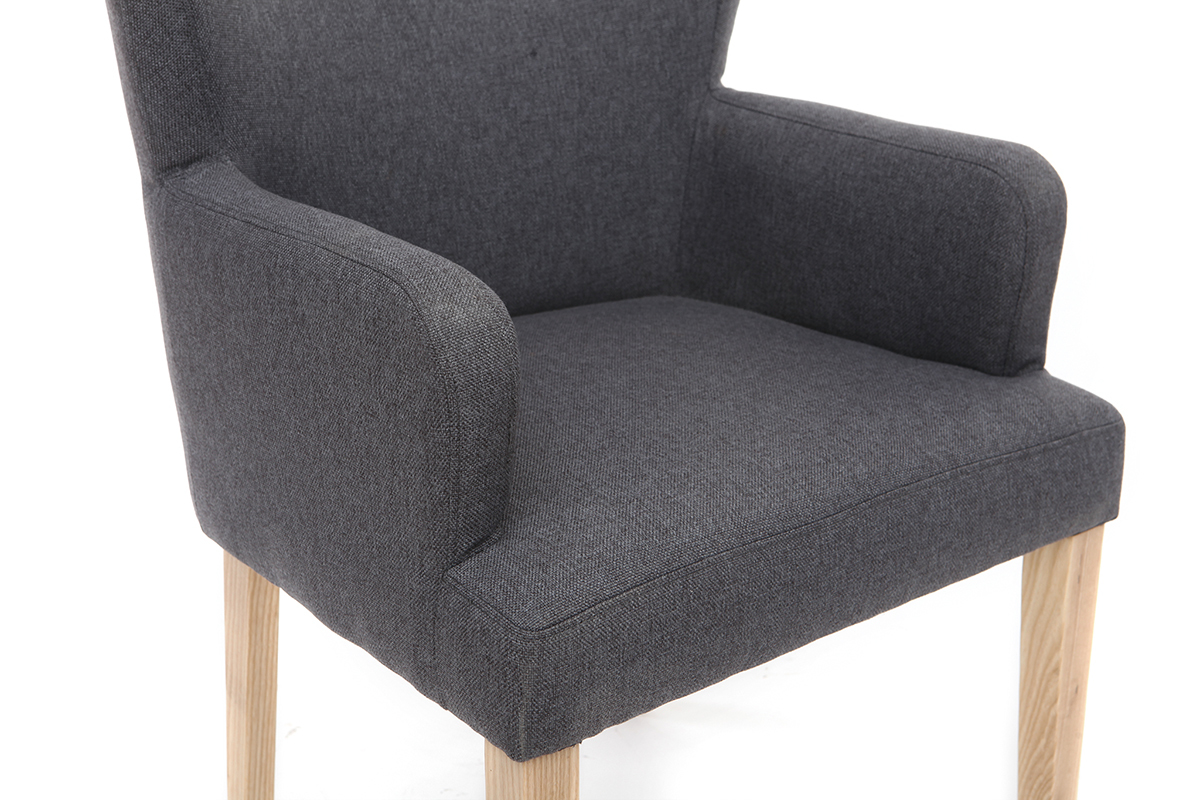 Poltrona classica in tessuto Grigio scuro piedi in legno chiaro RODIN
