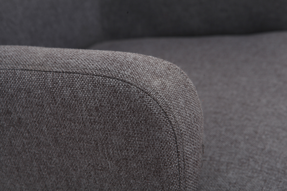Poltrona classica in tessuto Grigio scuro piedi in legno chiaro RODIN