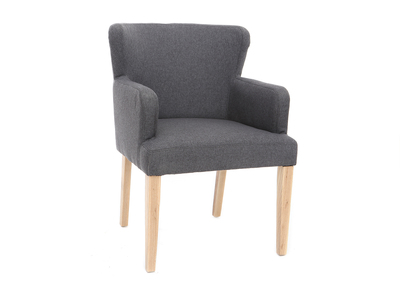 Poltrona classica in tessuto Grigio scuro piedi in legno chiaro RODIN