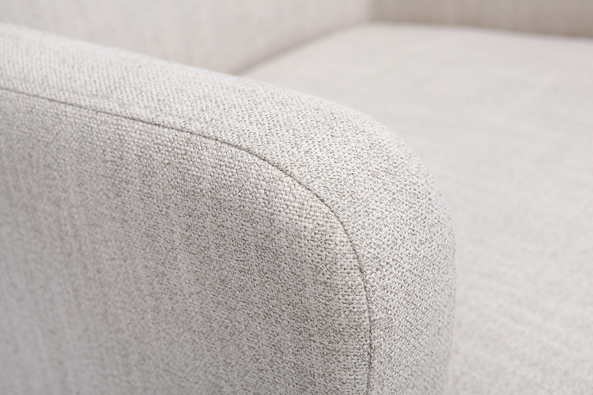 Poltrona classica, in tessuto, naturale, piedi in legno chiaro, modello: RODIN