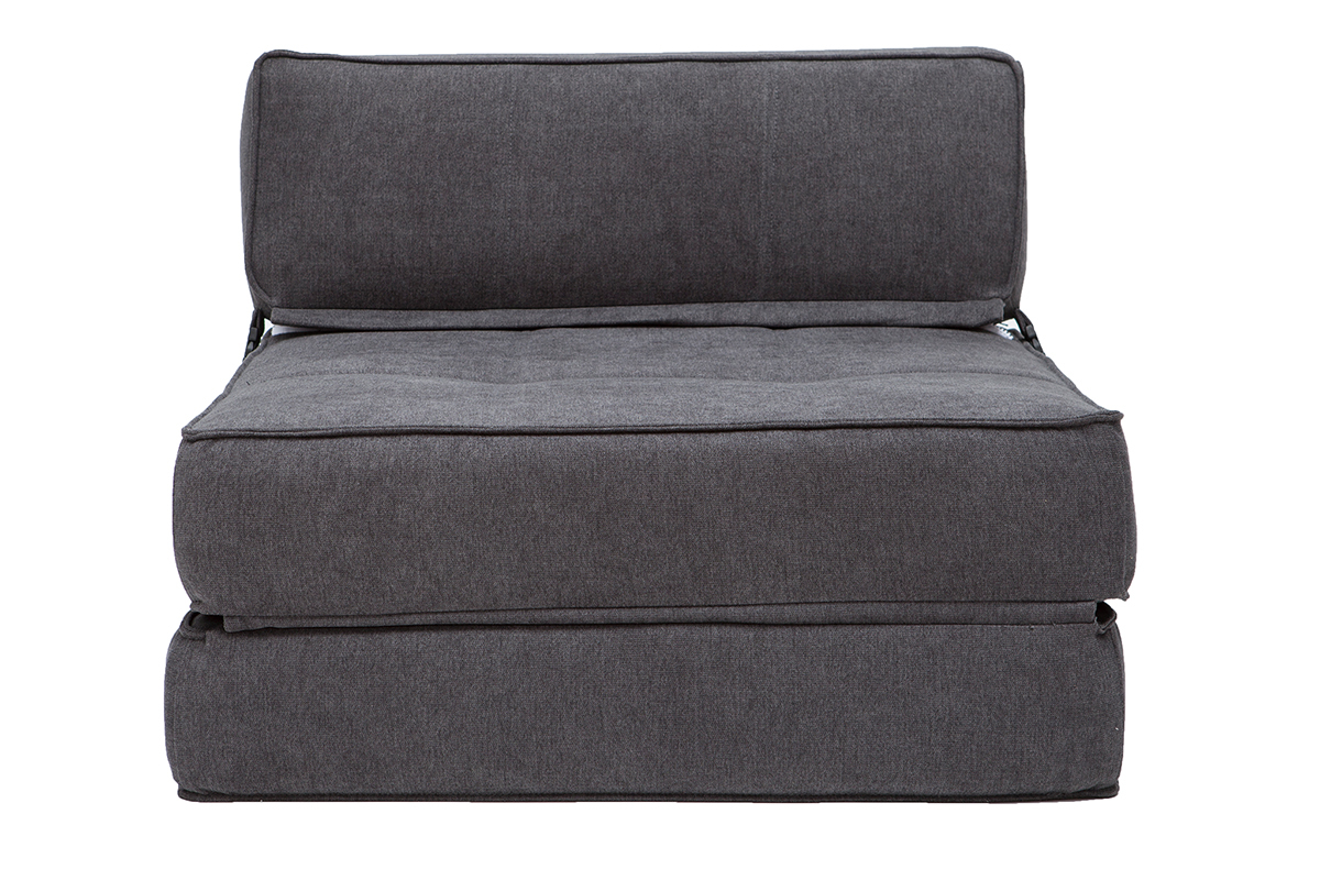 Poltrona convertibile design effetto velluto grigio scuro KATY