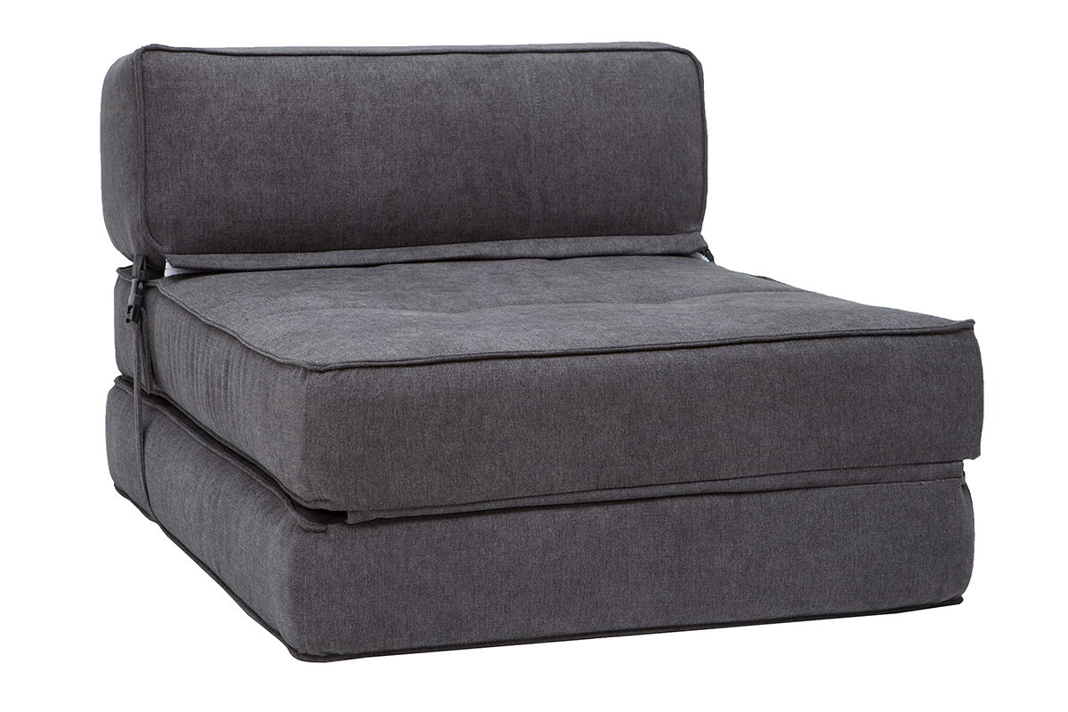 Poltrona convertibile design effetto velluto grigio scuro KATY