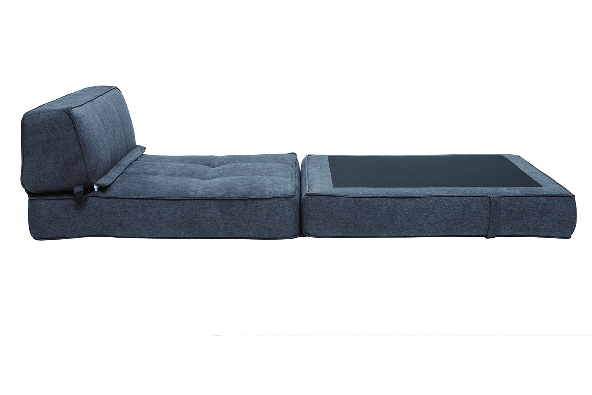 Poltrona convertibile design effetto velluto grigio scuro KATY