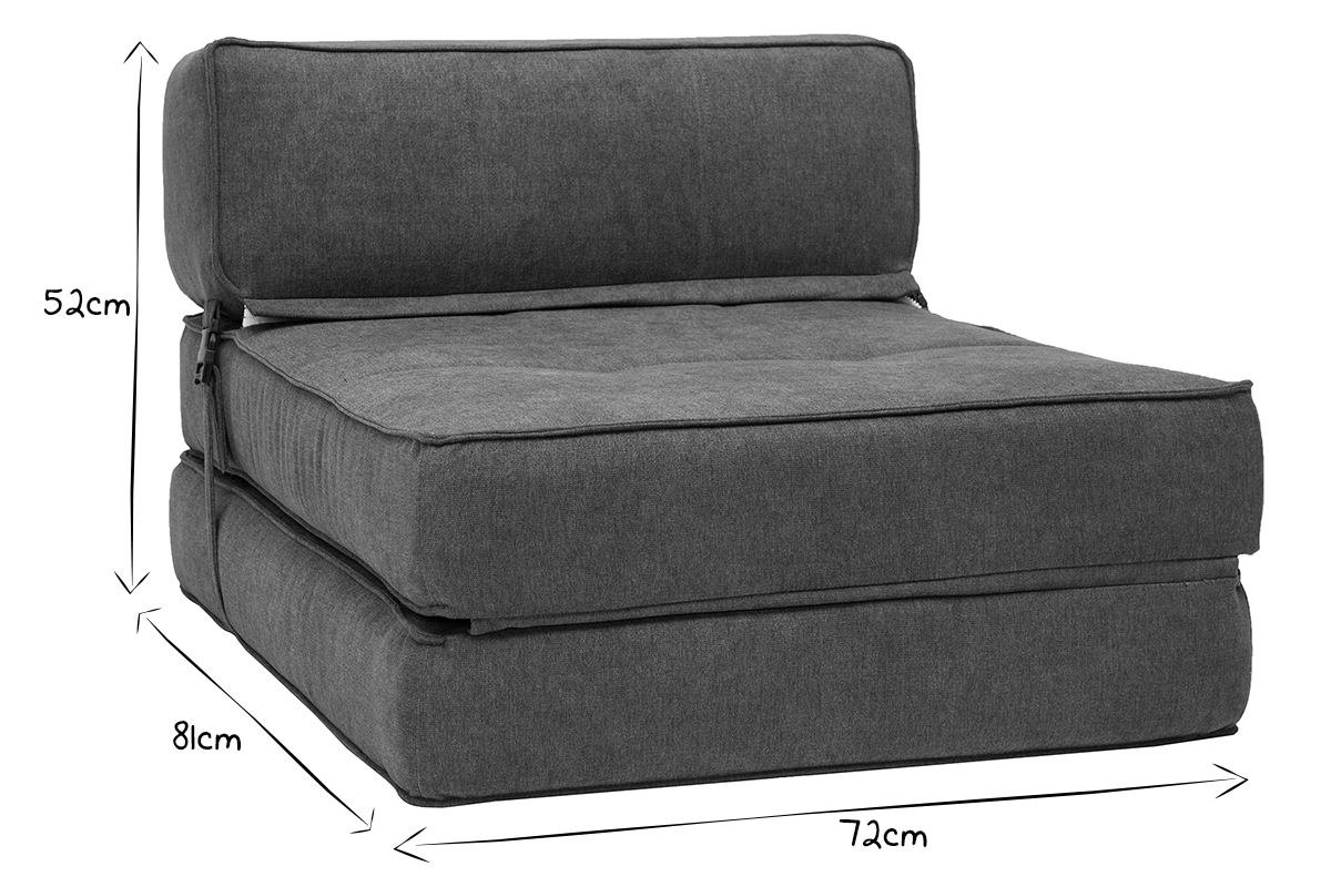 Poltrona convertibile design effetto velluto grigio scuro KATY