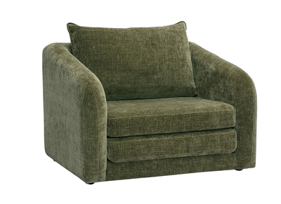 Poltrona convertibile in tessuto effetto velluto testurizzato verde kaki MAHAUT