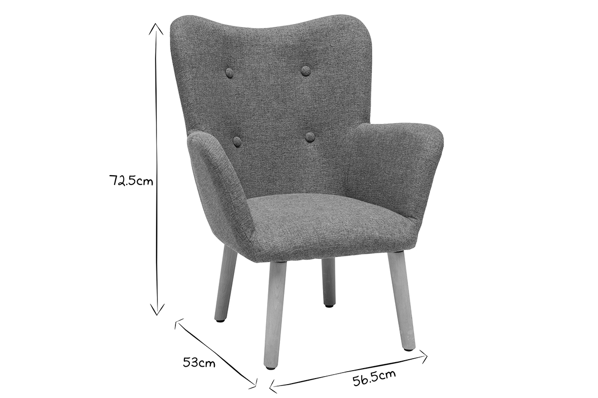 Poltrona da bambino in stile scandinavo verde-grigio in tessuto e legno chiaro BABY BRISTOL