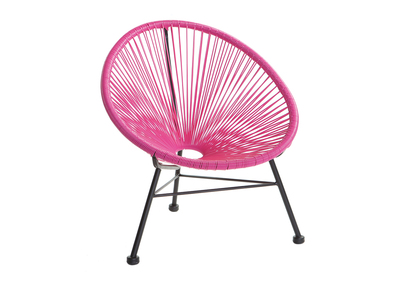 Poltrona da giardino, da bambino, in fili di resina rosa, modello: BELLAVISTA - Poltrona da giardino, da bambino, in fili di resina rosa, modello: BELLAVISTA