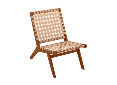 Poltrona da giardino in legno massello e strisce beige LUCEA