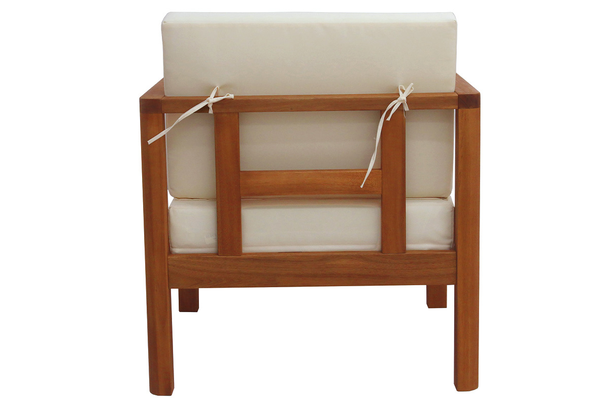 Poltrona da giardino legno massello con cuscini beige AKIS
