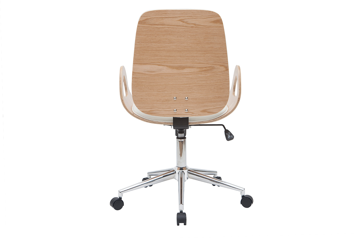 Poltrona da scrivania design bianco e legno chiaro GLORY