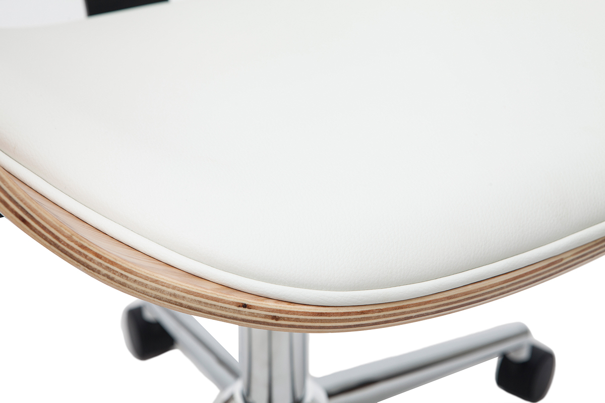 Poltrona da scrivania design bianco e legno chiaro GLORY