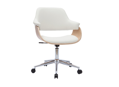 Poltrona da ufficio design bianco e legno chiaro HANSEN