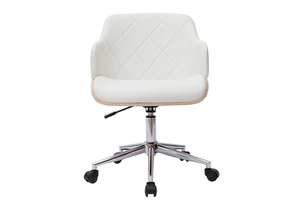 Poltrona da ufficio design bianco e legno chiaro SANDRO